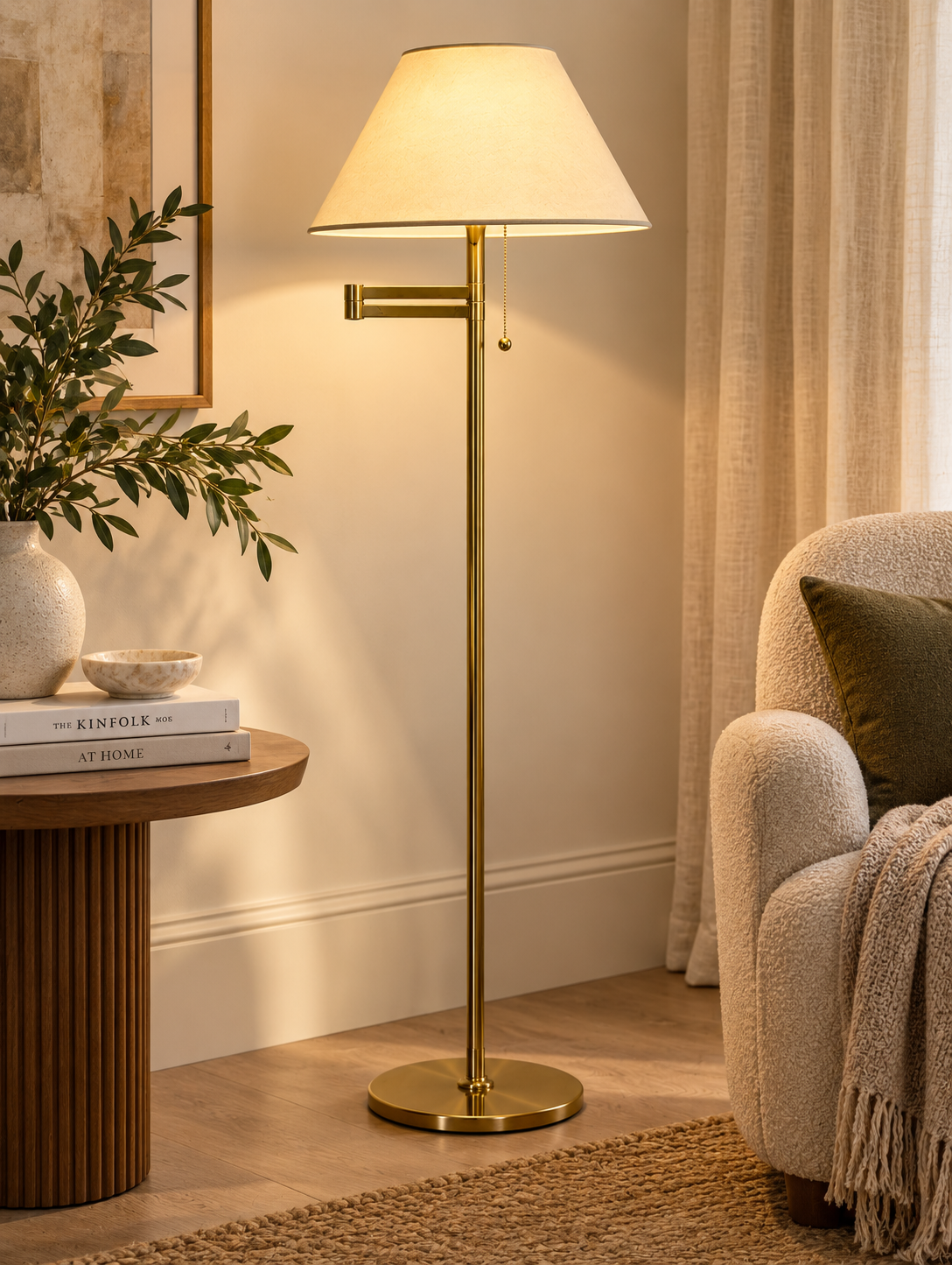 Lampa podłogowa mosiężna- "ramię łamane"