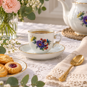 Zestaw śniadaniowy Filiżanka kolekcjonerska porcelanowa Furstenberg