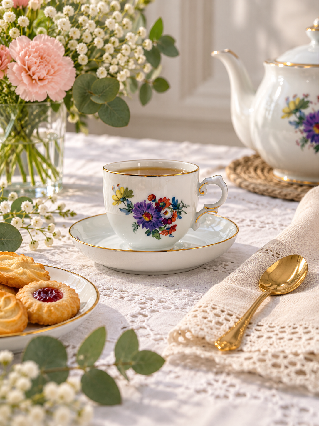 Zestaw śniadaniowy Filiżanka kolekcjonerska porcelanowa Furstenberg