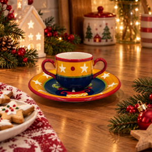 Zestaw śniadaniowy Filiżanka kolekcjonerska ceramiczna Living Art Christmasstar