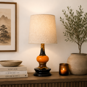 Lampa stołowa ceramiczna Fat Lava z lat 60/70-tych