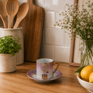 Zestaw śniadaniowy Filiżanka kolekcjonerska porcelanowa Vintage