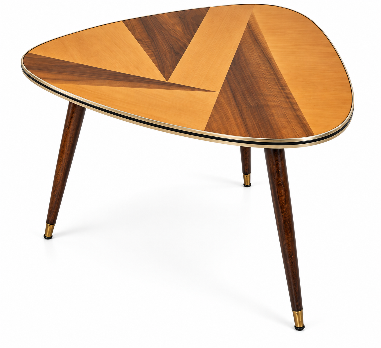 Stolik kawowy PATYCZAK PRL – lata 60., Mid-Century Modern, Vintage, Mosiężne wykończenia - obrazek 2
