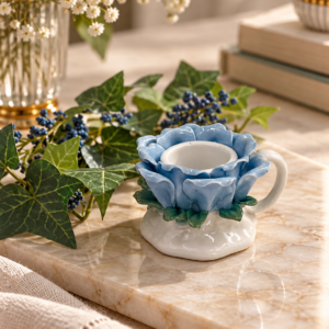 Uroczy świecznik porcelanowy Vintage