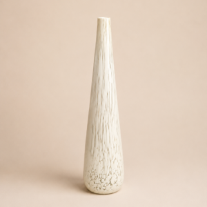 Tall white vase in art glass