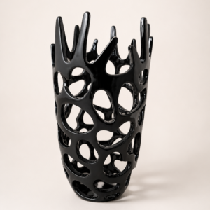 Black openwork vase