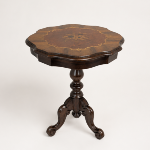 Round coffee table with inlaid top