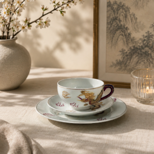 Zestaw śniadaniowy Antyczna filiżanka kolekcjonerska porcelanowa Dragonware Japonia
