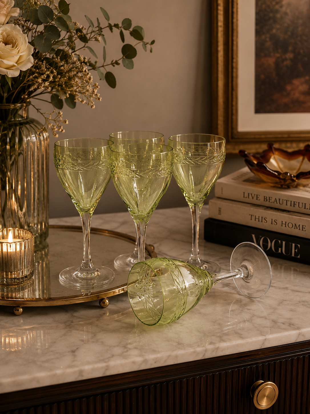 Vintage crystal wine glass