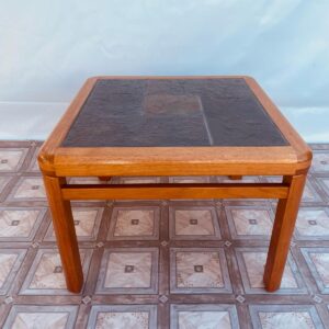 Haslov 1950s teak and slate stone coffee table