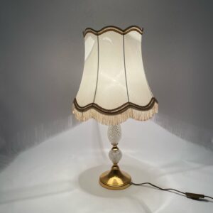 Glass table lamp with brass 1980s