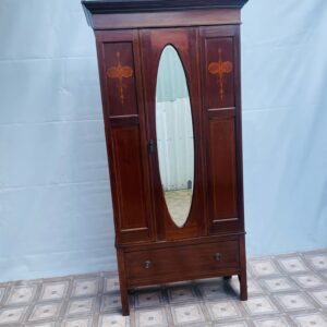 Art Nouveau cabinet with crystal mirror in rosewood