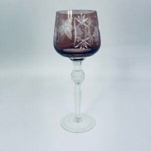 Brown cut crystal wine glass