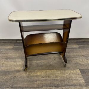 Table, mobile newspaper holder from the 1960s