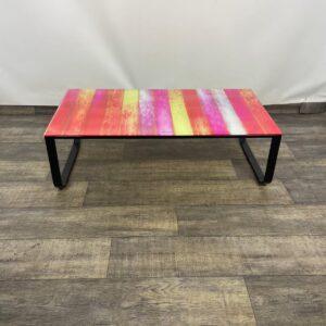 Coffee table, bench coloured toughened glass