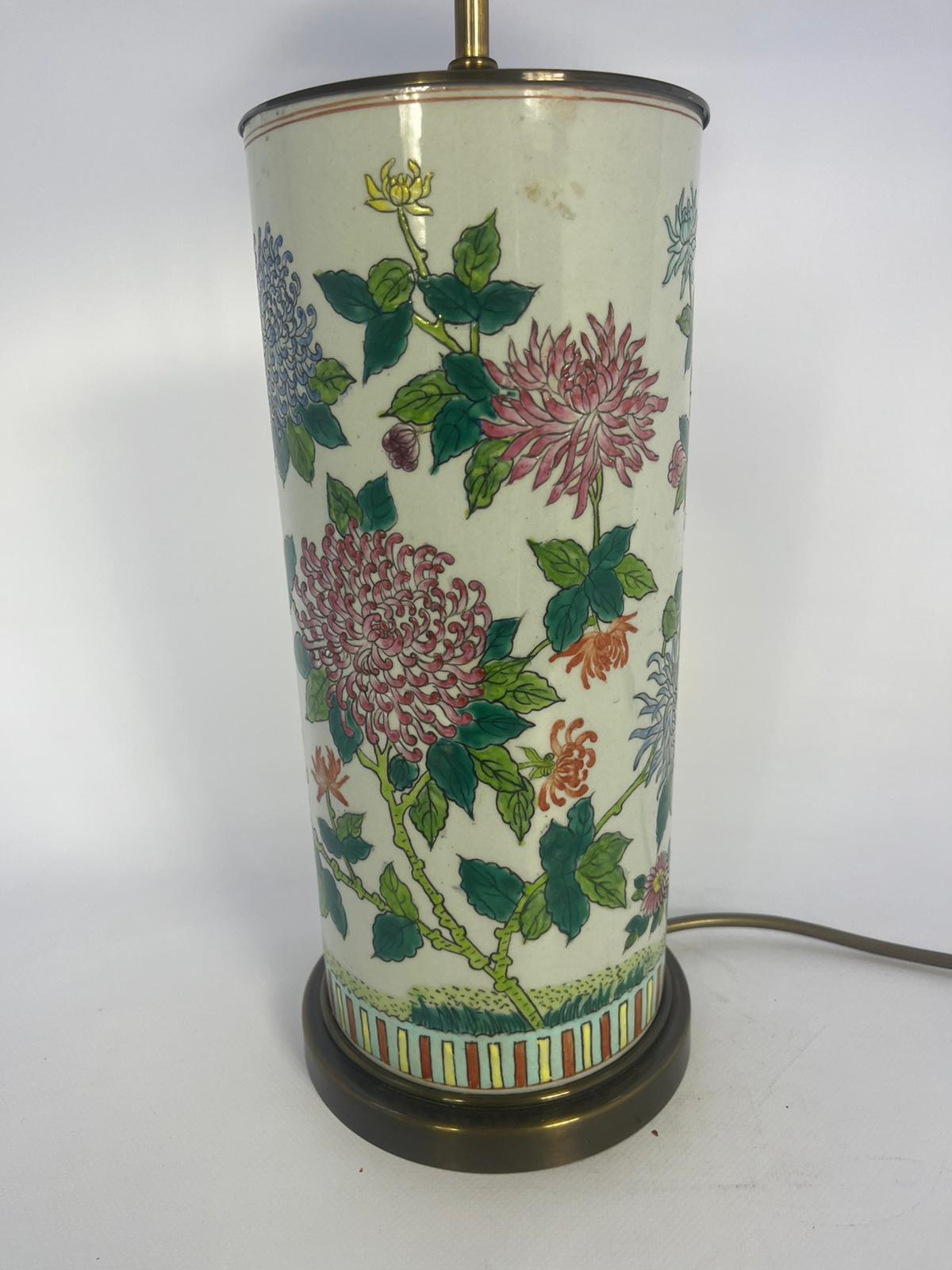Lampa stołowa porcelanowa z mosiądzem w stylu chińskim, japońskim - obrazek 5