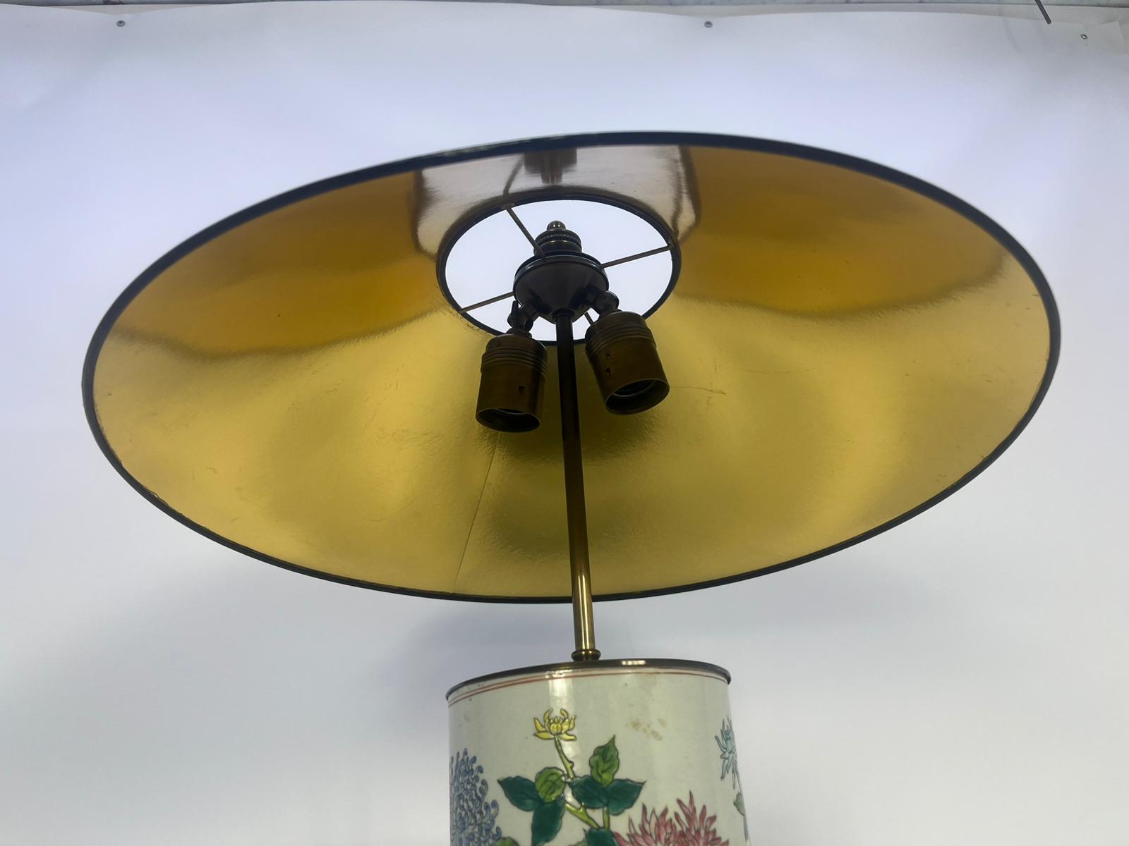 Lampa stołowa porcelanowa z mosiądzem w stylu chińskim, japońskim - obrazek 6