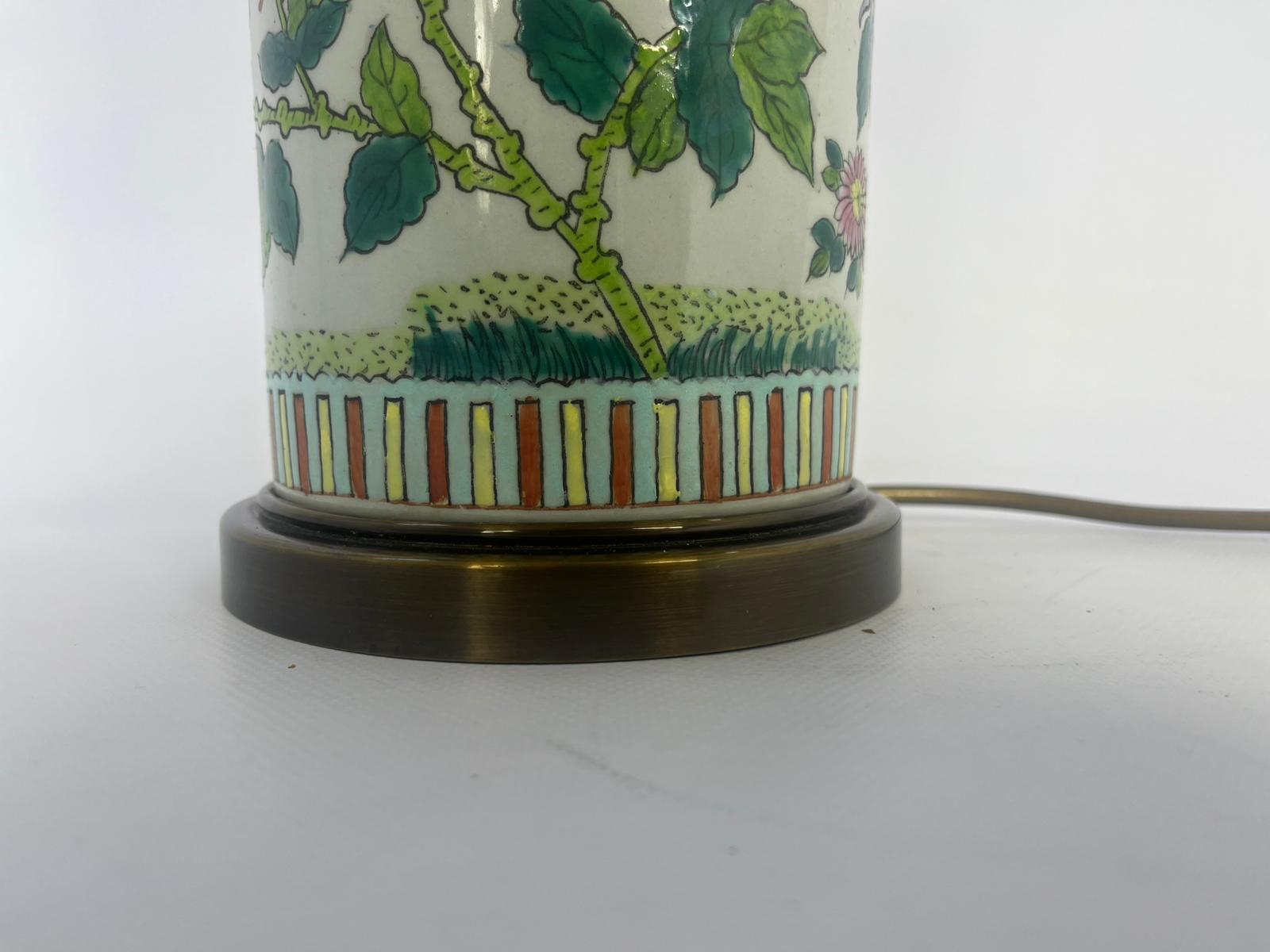 Lampa stołowa porcelanowa z mosiądzem w stylu chińskim, japońskim - obrazek 7