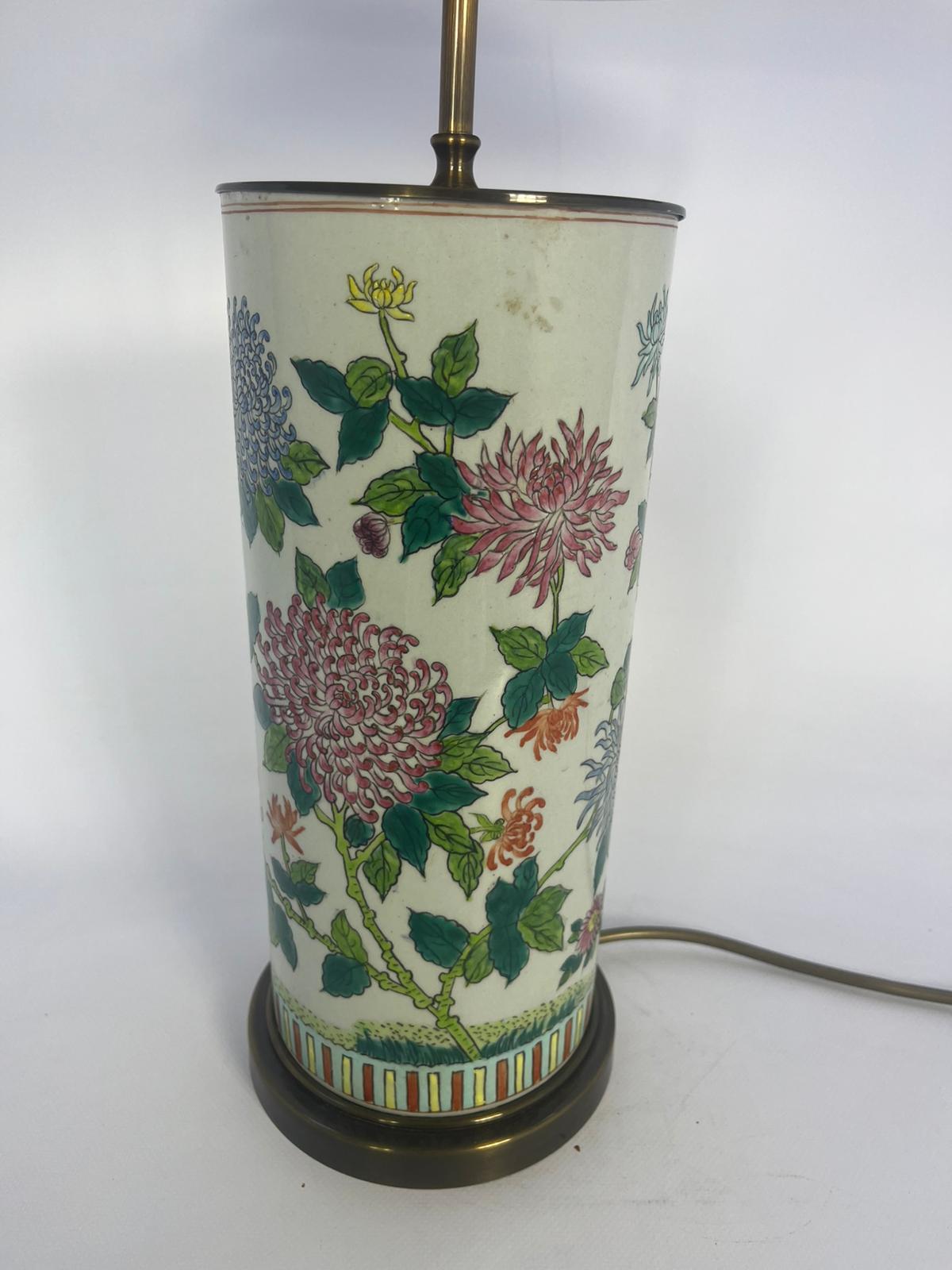 Lampa stołowa porcelanowa z mosiądzem w stylu chińskim, japońskim - obrazek 8