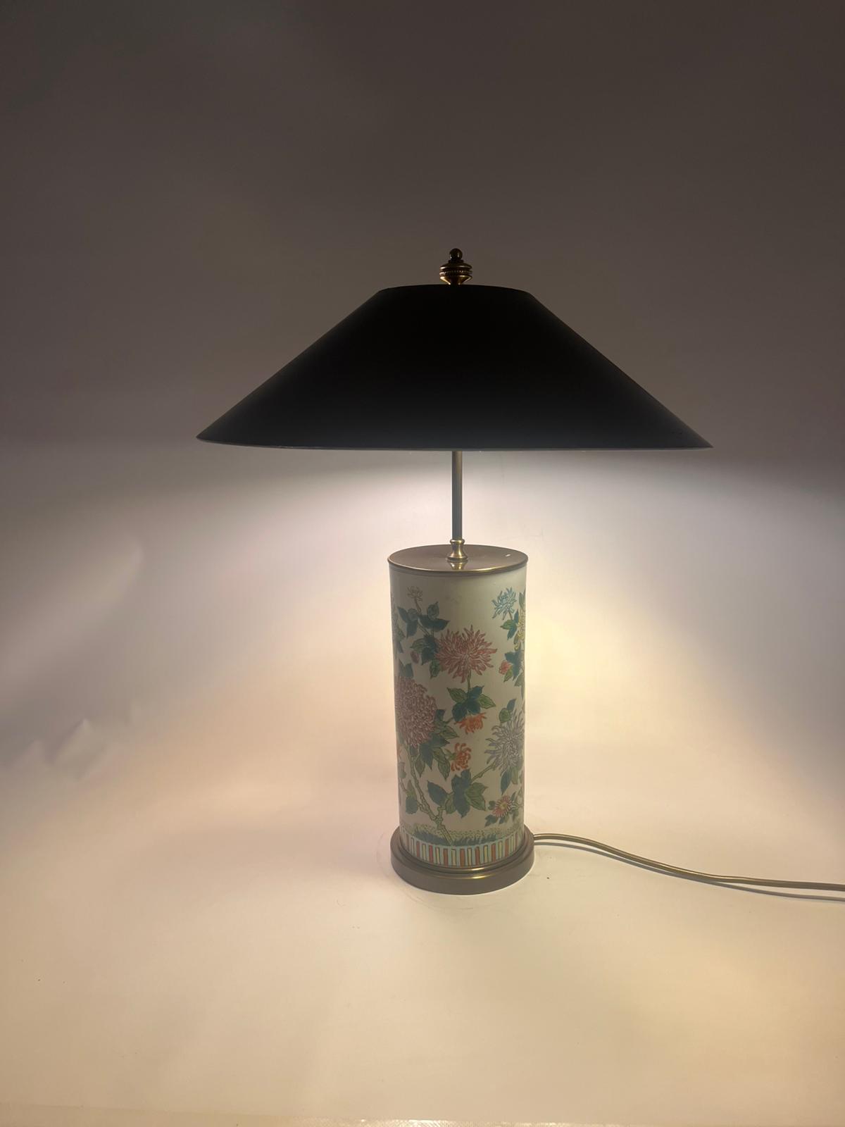 Lampa stołowa porcelanowa z mosiądzem w stylu chińskim, japońskim - obrazek 15