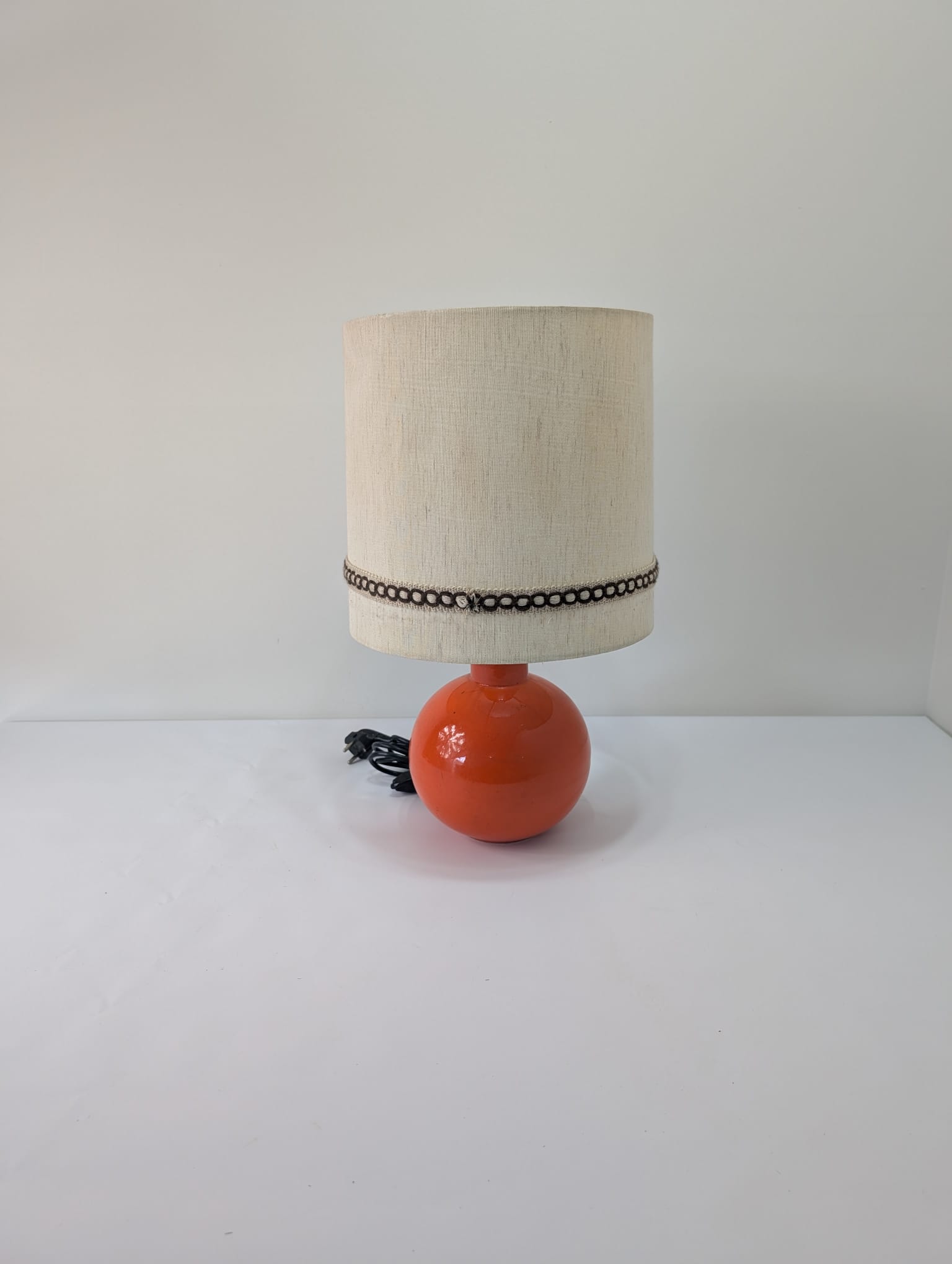 Lampka stołowa, nocna ceramiczna pomarańczowa z lat 70-tych - Image 2