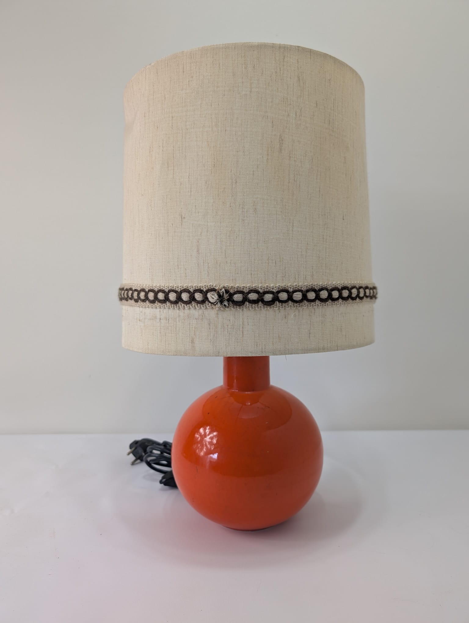 Lampka stołowa, nocna ceramiczna pomarańczowa z lat 70-tych - Image 3