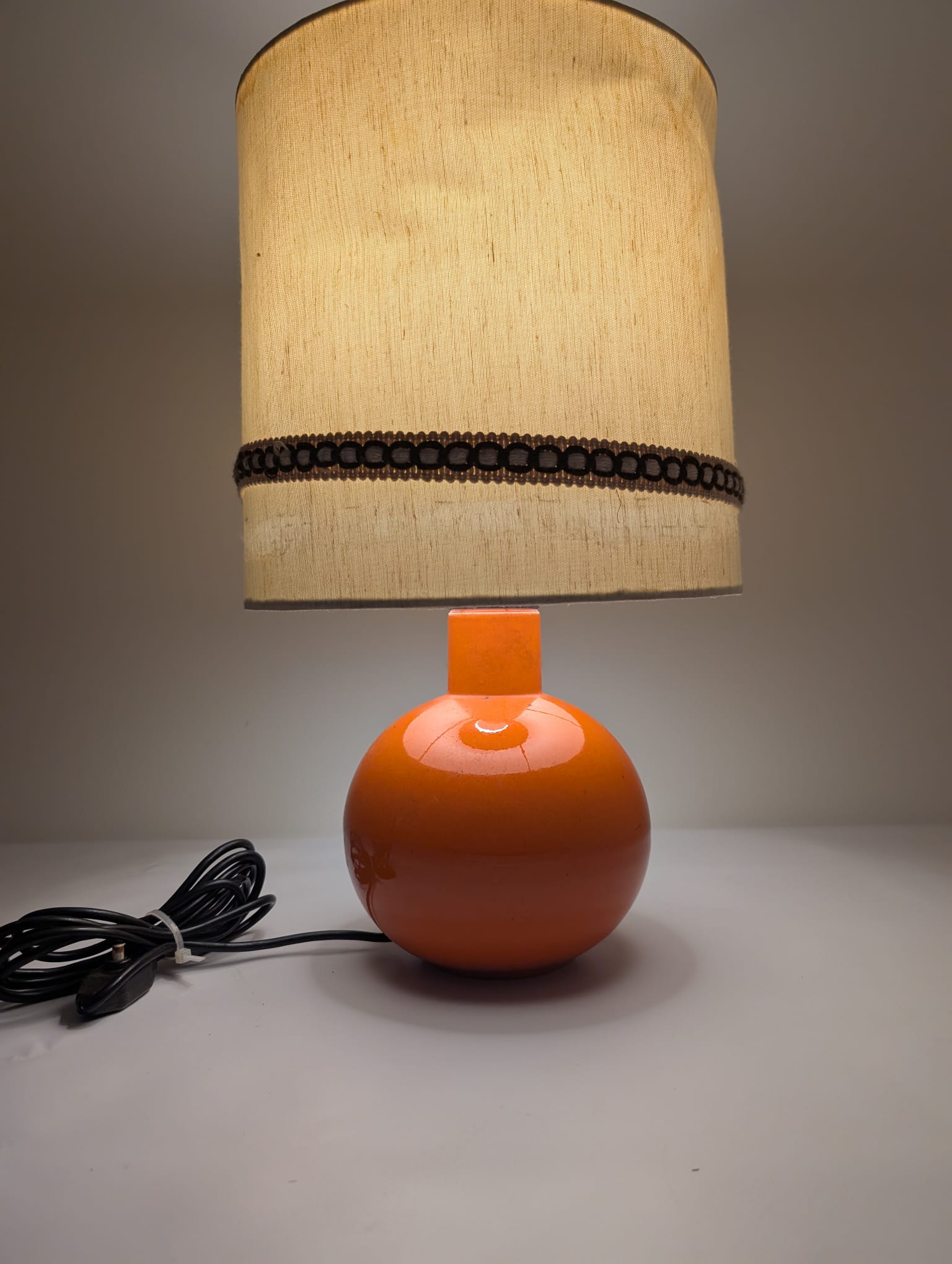 Lampka stołowa, nocna ceramiczna pomarańczowa z lat 70-tych - Image 10