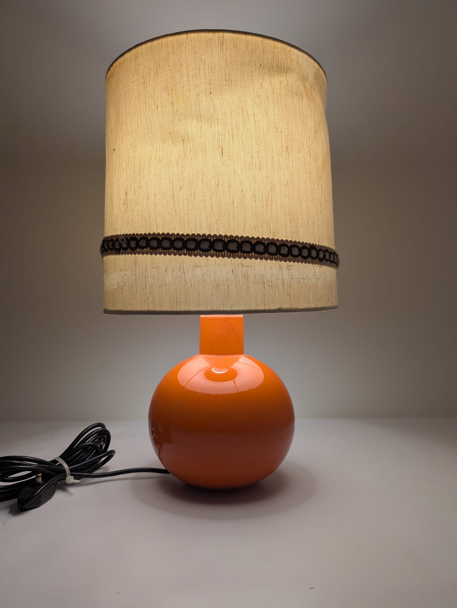 Lampka stołowa, nocna ceramiczna pomarańczowa z lat 70-tych - Image 11