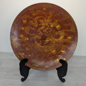 Antique Asian bamboo tray with dragon