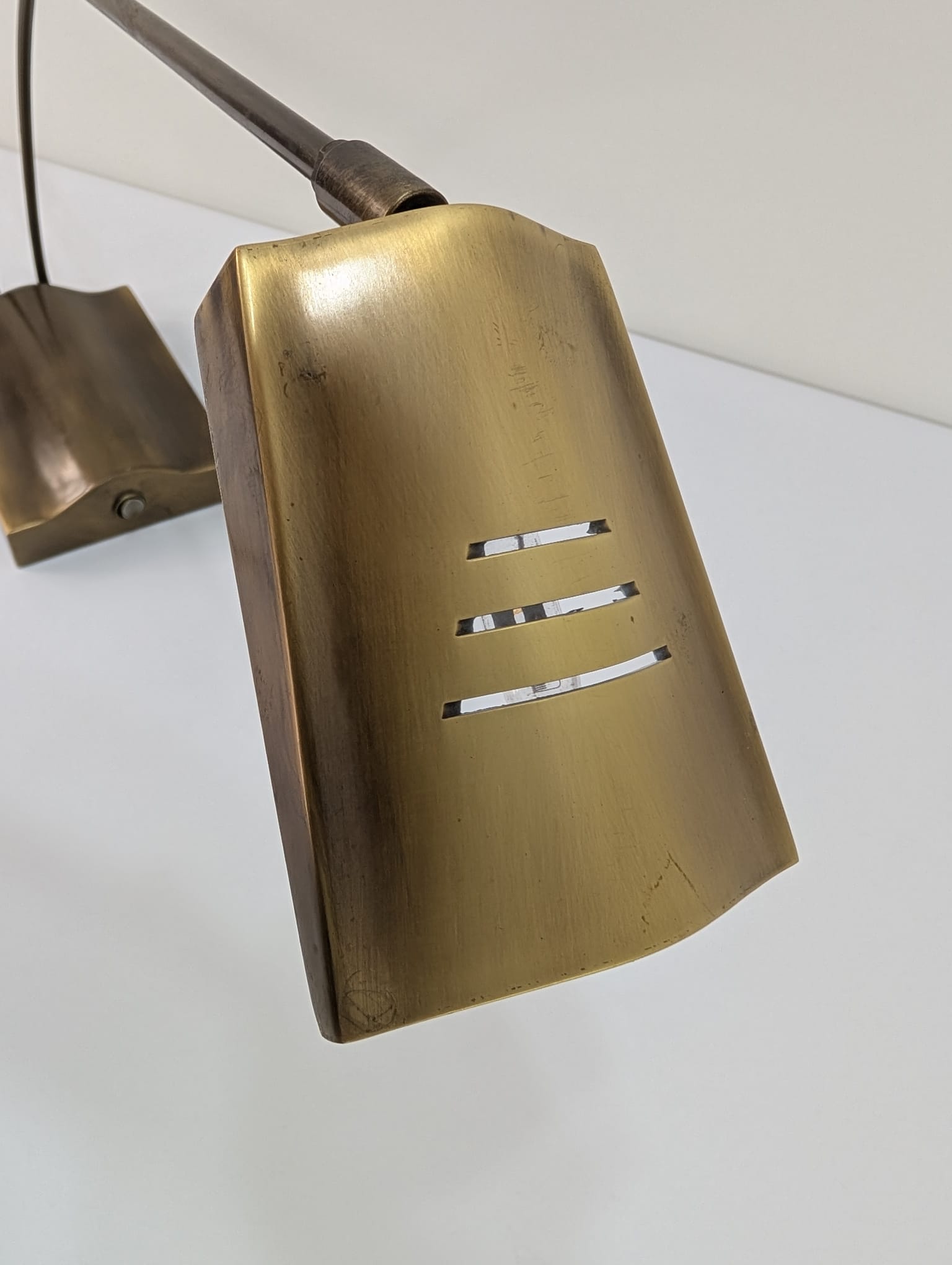 Lampka stołowa, biurowa mosiężna vintage - obrazek 12