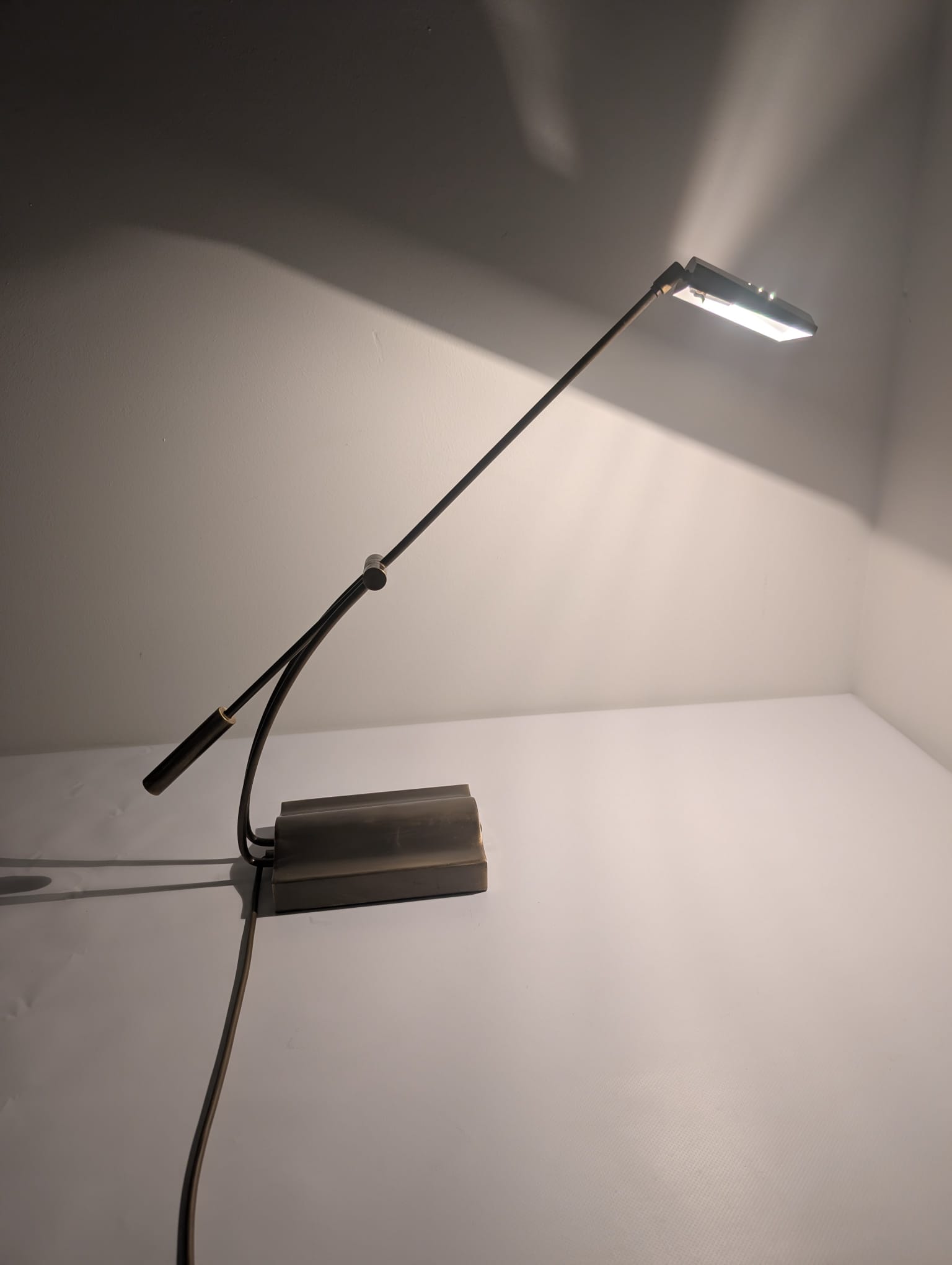 Lampka stołowa, biurowa mosiężna vintage - obrazek 15