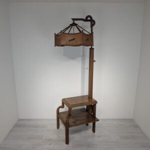 Floor lamp, nightstand with 1930s Art Deco oak table