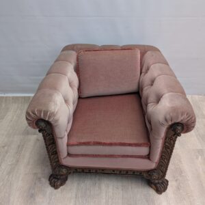 Carved armchair, massive, deep neo-Renaissance