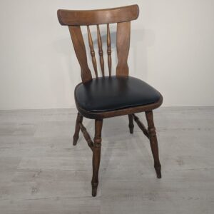 Krzesło bukowe ze skórą z lat 60/70-tych