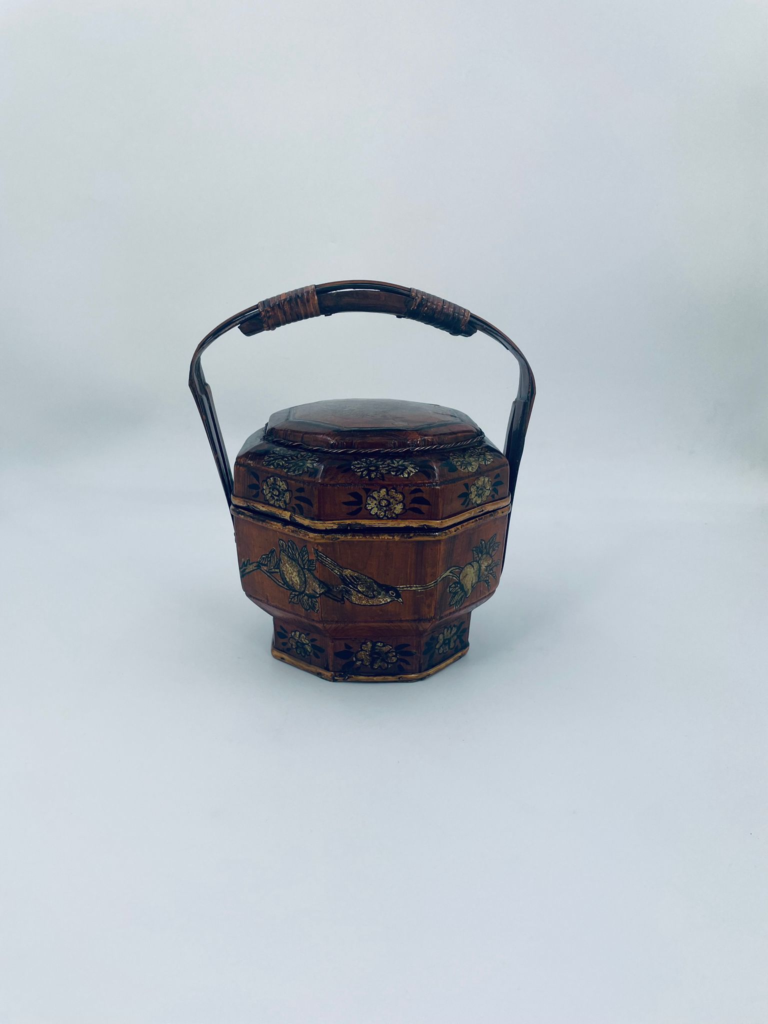 Chiński kosz ślubny bambusowy zabytkowy - Image 3