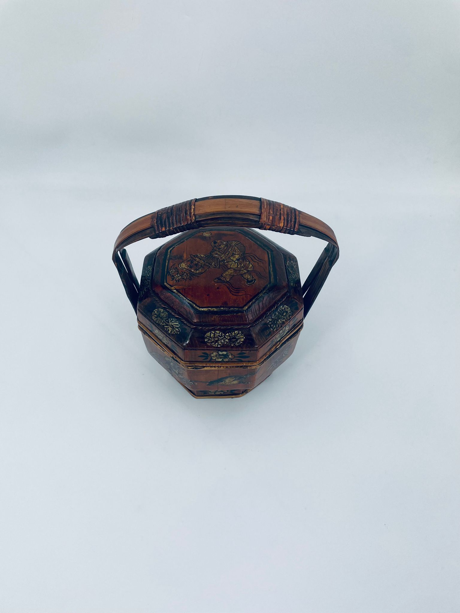 Chiński kosz ślubny bambusowy zabytkowy - Image 4