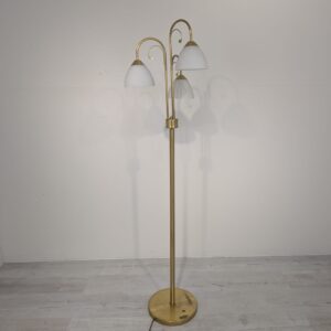 Brass floor lamp with milk shades