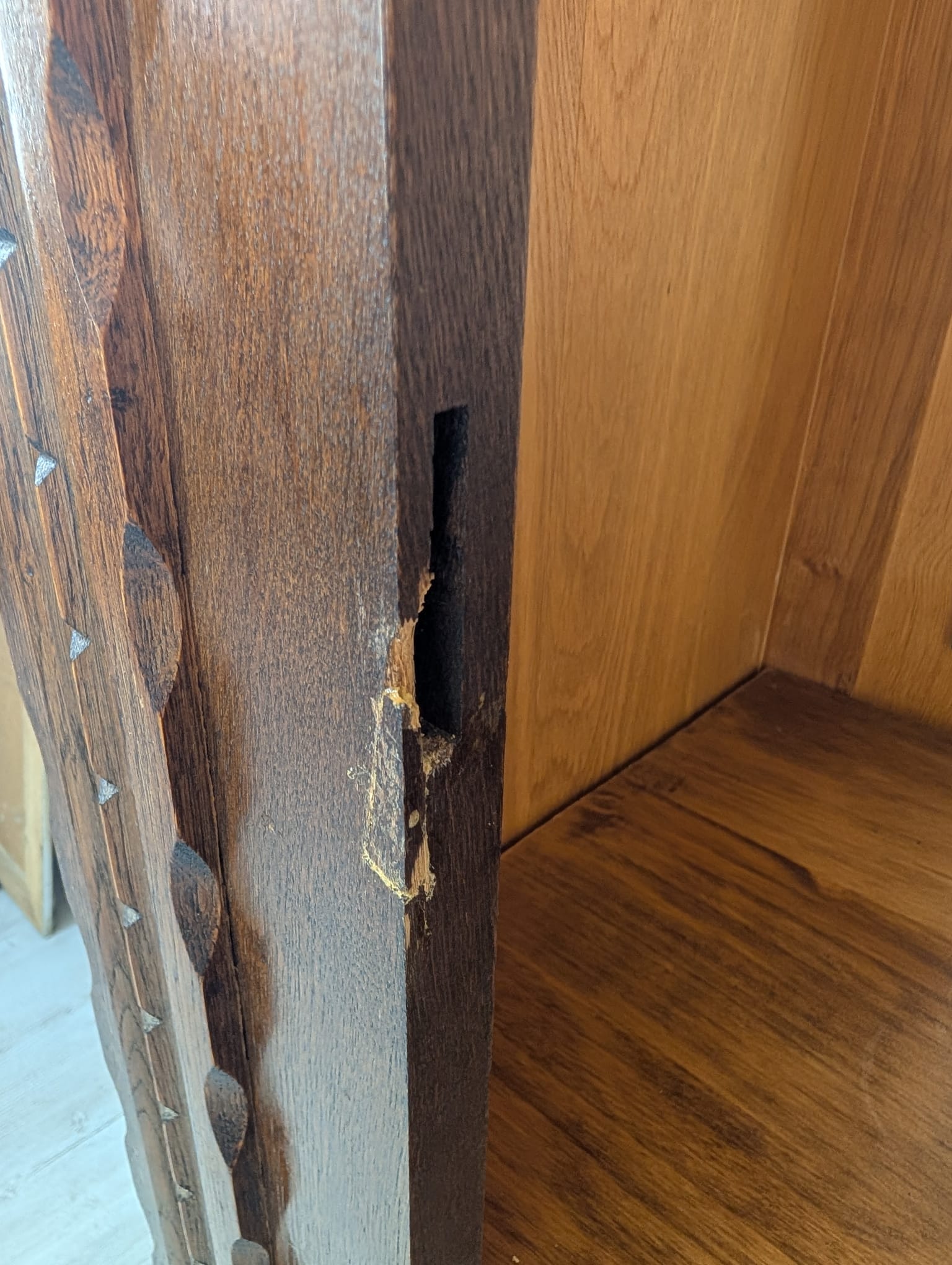 Biblioteka witryna regał lata 50/60 dąb rzeźbiona - obrazek 14