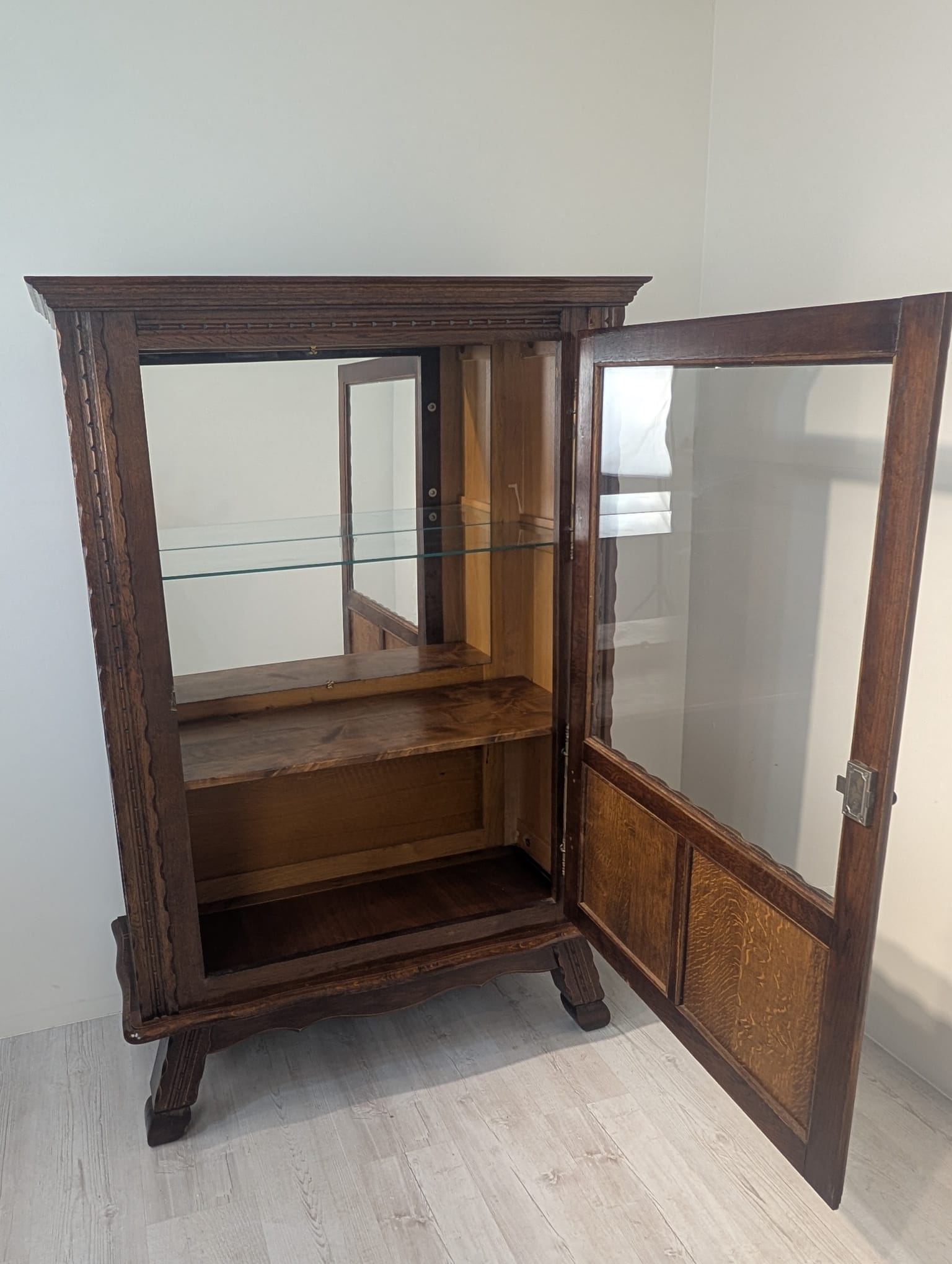 Biblioteka witryna regał lata 50/60 dąb rzeźbiona - obrazek 11