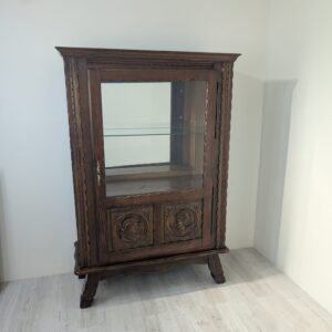 Library cabinet bookcase 1950s/60s oak carved