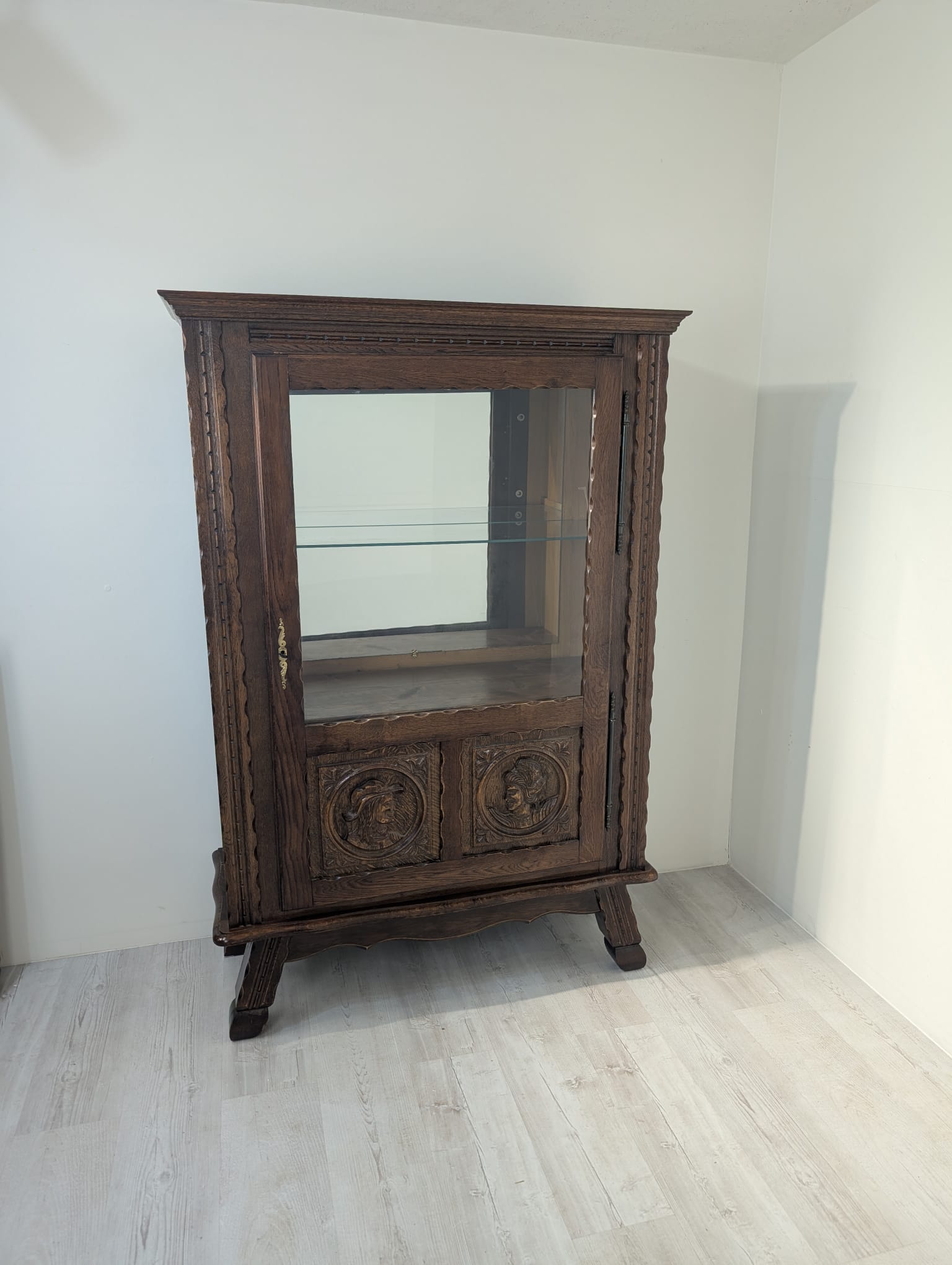 Biblioteka witryna regał lata 50/60 dąb rzeźbiona