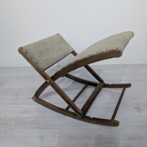 Communist-era rocking footstool, olive green