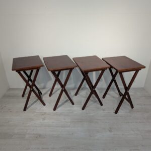 Set of 4 wooden folding tables on a stand