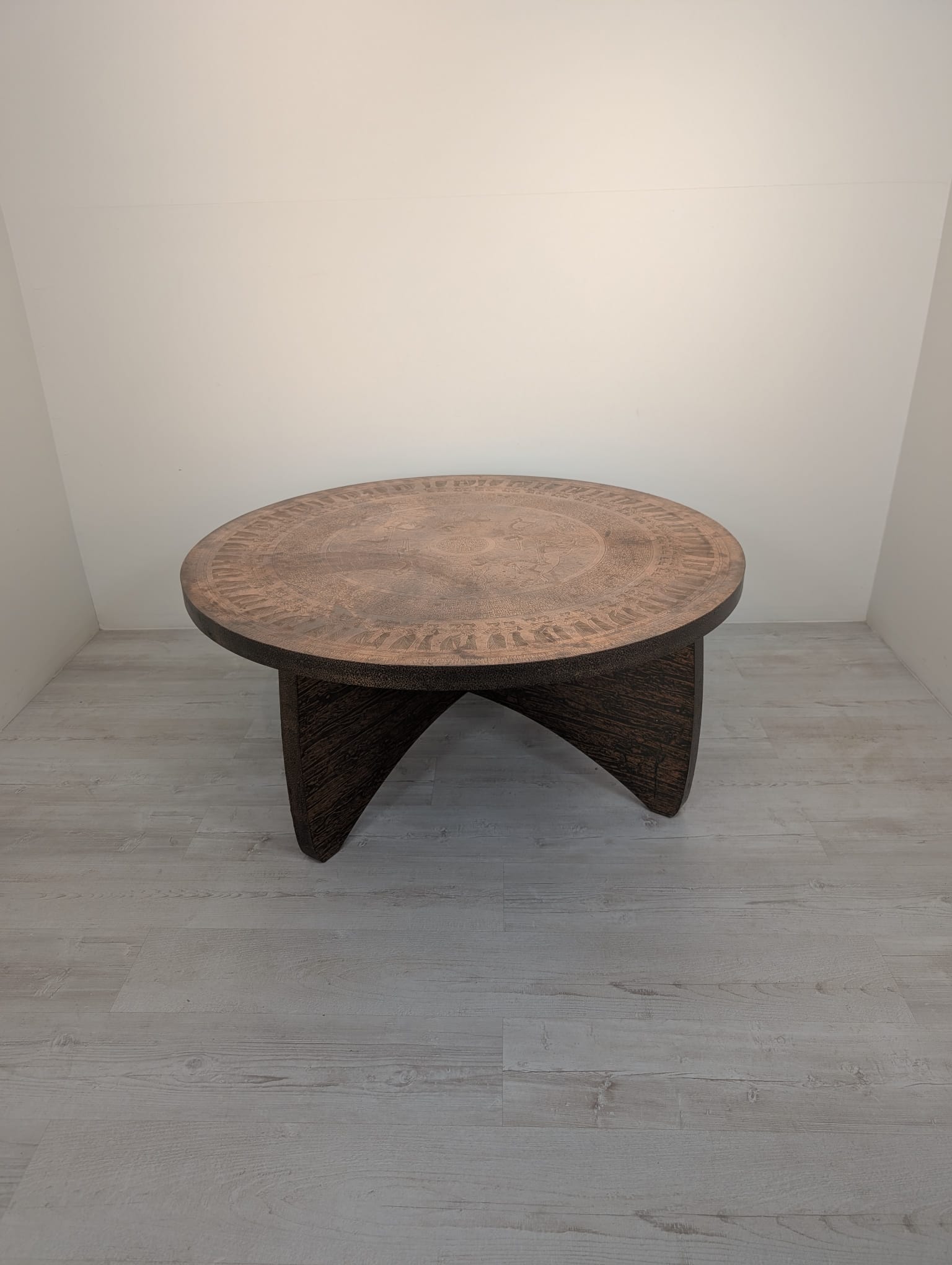 Stolik kawowy, ława okuta blachą miedzianą z lat 70-tych XX wieku - Image 19