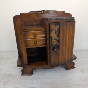 Art Nouveau oak cabinet with marble in Art Deco style