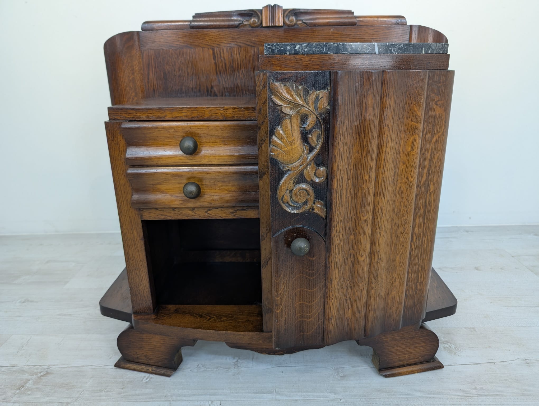 Szafka dębowa secesyjna z marmurem w stylu Art Deco - obrazek 2