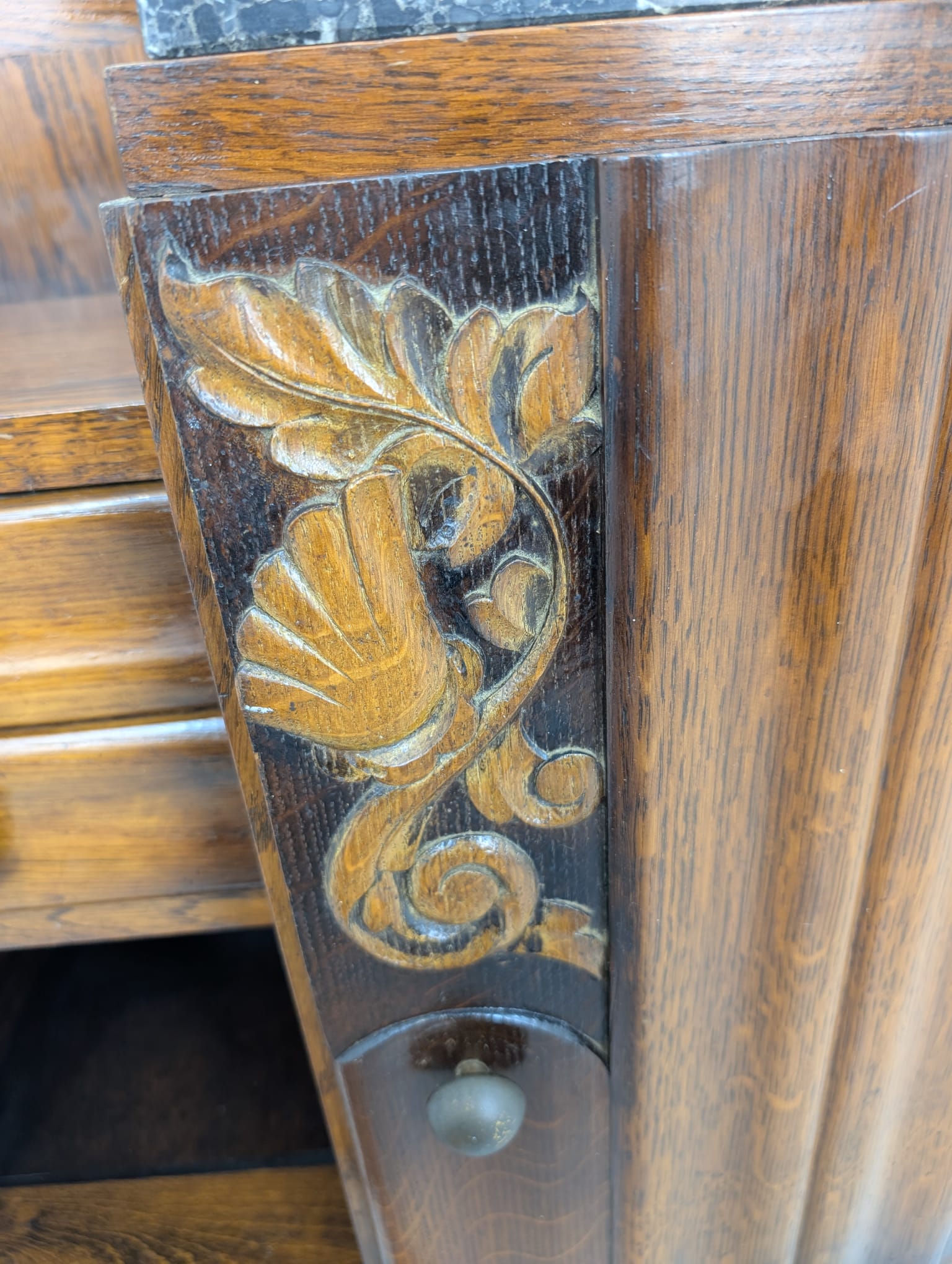 Szafka dębowa secesyjna z marmurem w stylu Art Deco - obrazek 6