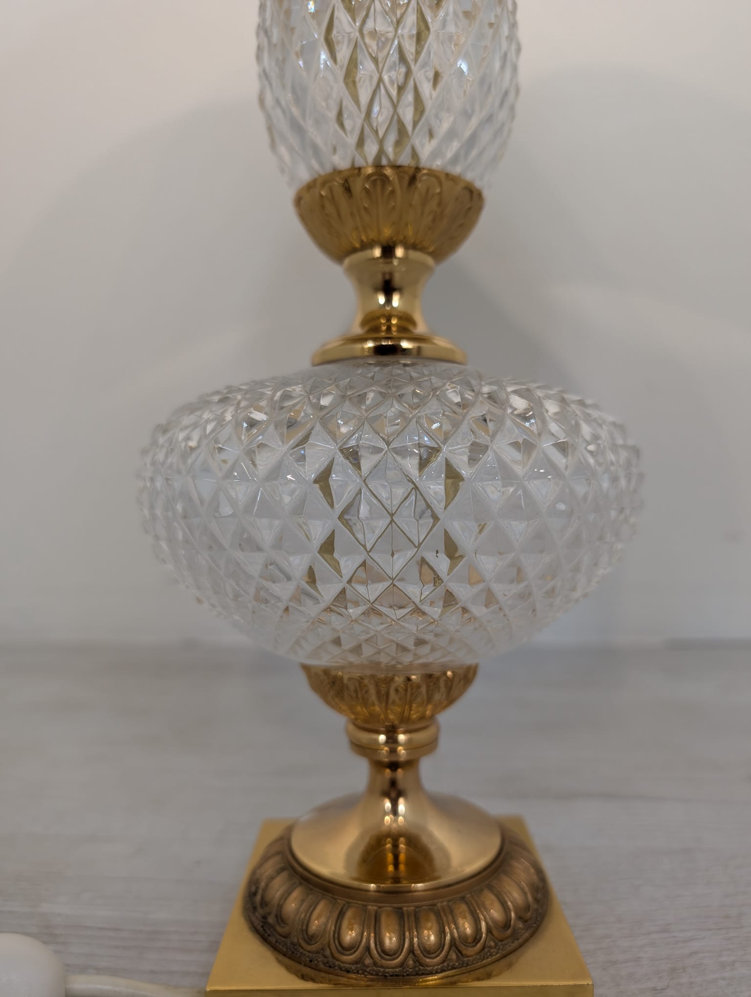 Lampa stołowa kryształowa mosiądzowana z lat 50/60-tych - obrazek 7