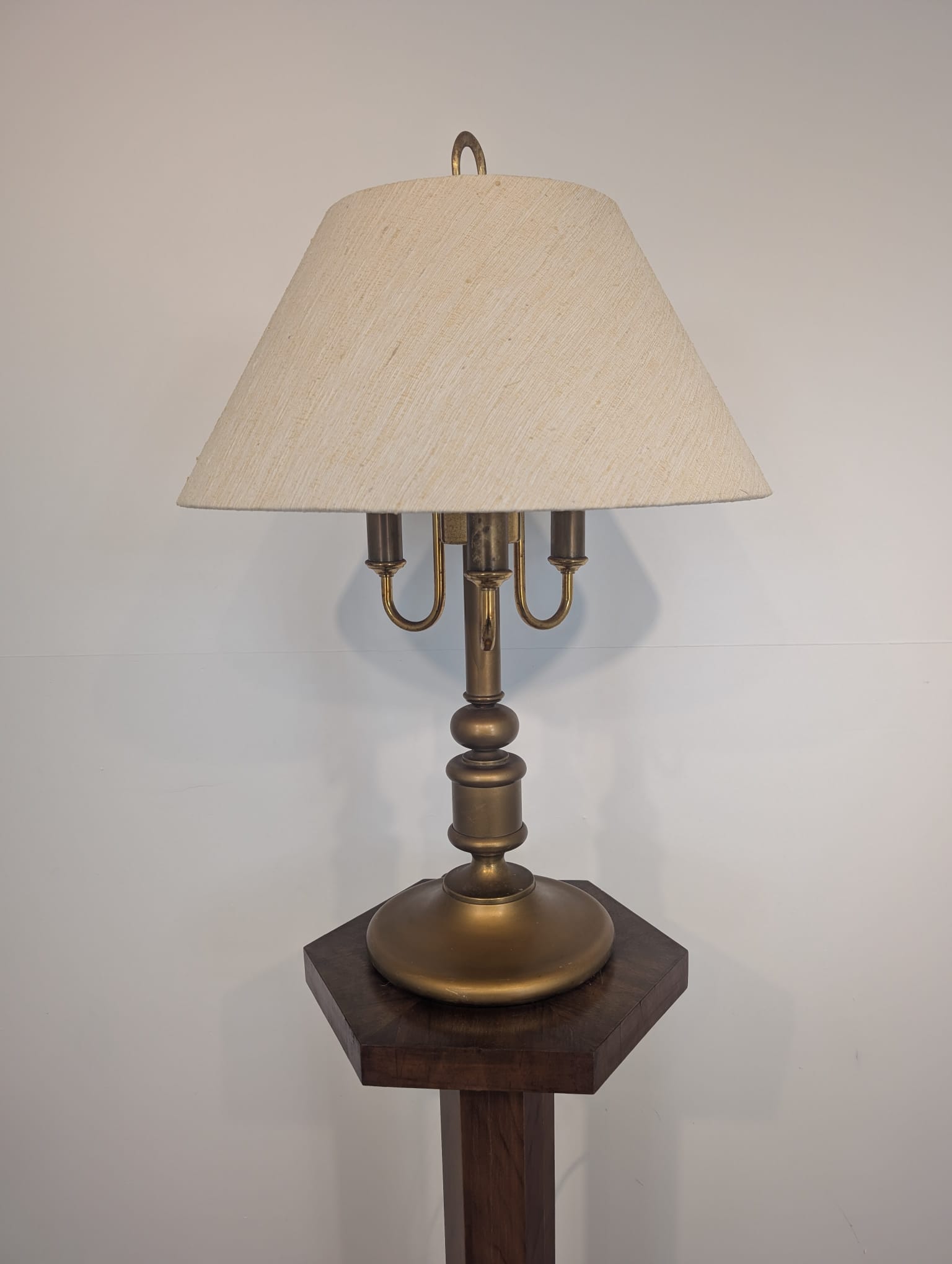 Stylowa lampa stołowa mosiądzowana vintage - Image 2