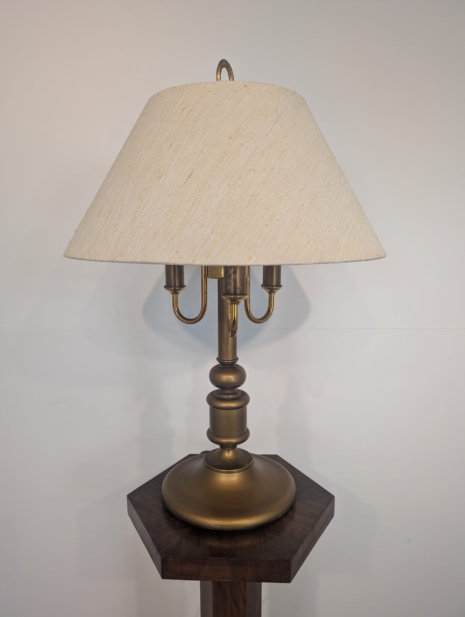 Stylowa lampa stołowa mosiądzowana vintage - Image 3